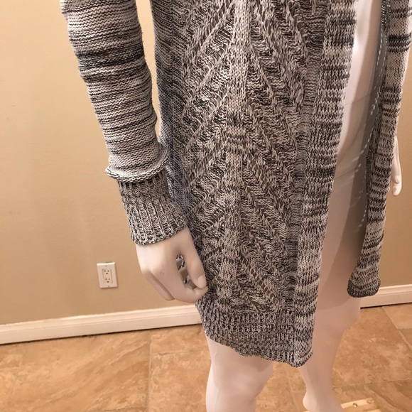 Leo Nicole Open Front Long Cardigan Sweater Womens Size Medium Grey - Picture 6 of 14